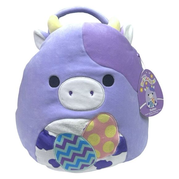 Kelly Toys x Squishmallows Bubba the Purple Cow 12” Plush Easter Basket - Picture 1 of 5